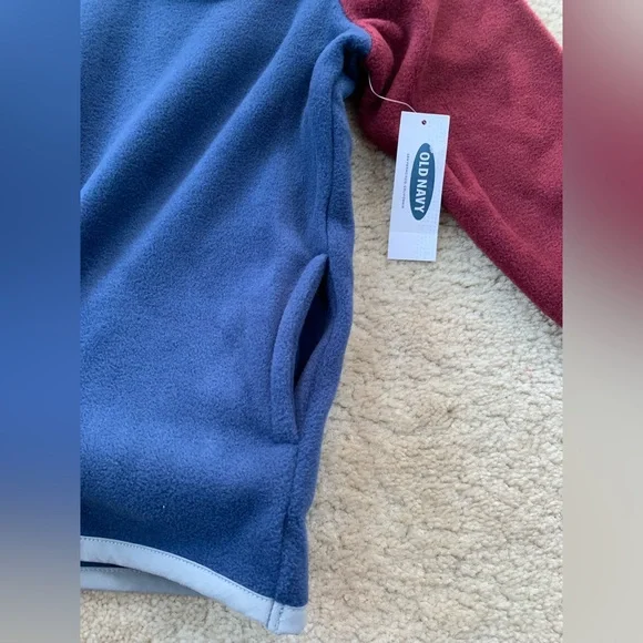 Old Navy NWT Size 5T Maroon and Navy Snap-T Fleece Pullover Sweatshirt - Picture 5 of 6
